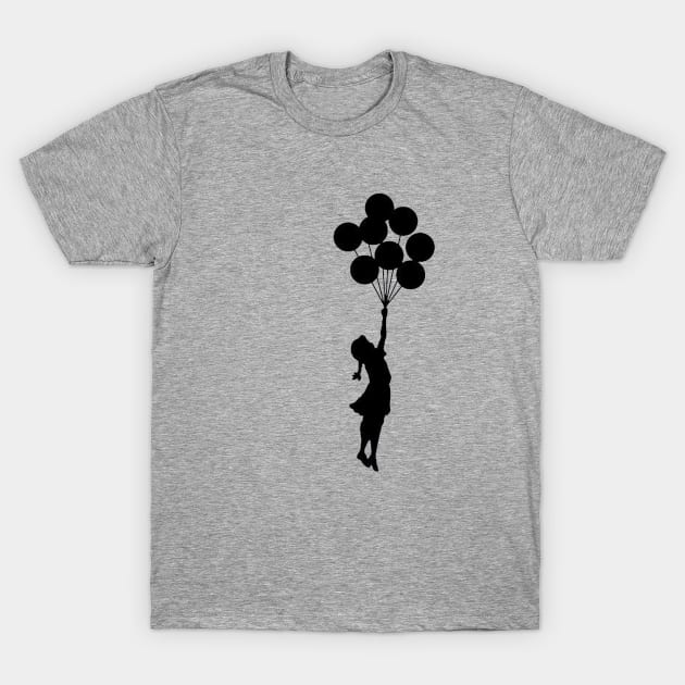 Banksy Girl Floating Away With Balloons T-Shirt by LANStudios